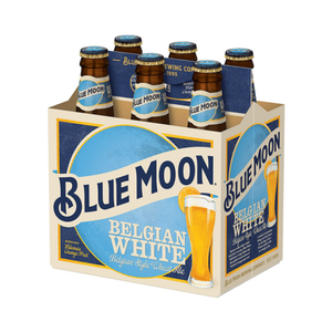 Sechs Flaschen Blue Moon Belgian White