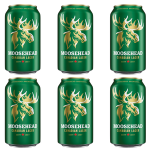Moosehead Lager 355 ml Dose. Dieses original kanadische Bier ist das Aushängeschild der Moosehead-Brauerei und ist ein goldenes Lagerbier mit 5,0 % Alkohol.