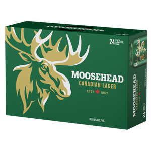 Moosehead Lager 355 ml Dose. Dieses original kanadische Bier ist das Aushängeschild der Moosehead-Brauerei und ist ein goldenes Lagerbier mit 5,0 % Alkohol.